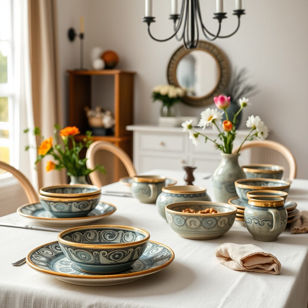 Elegant ceramic dinnerware displayed on a table